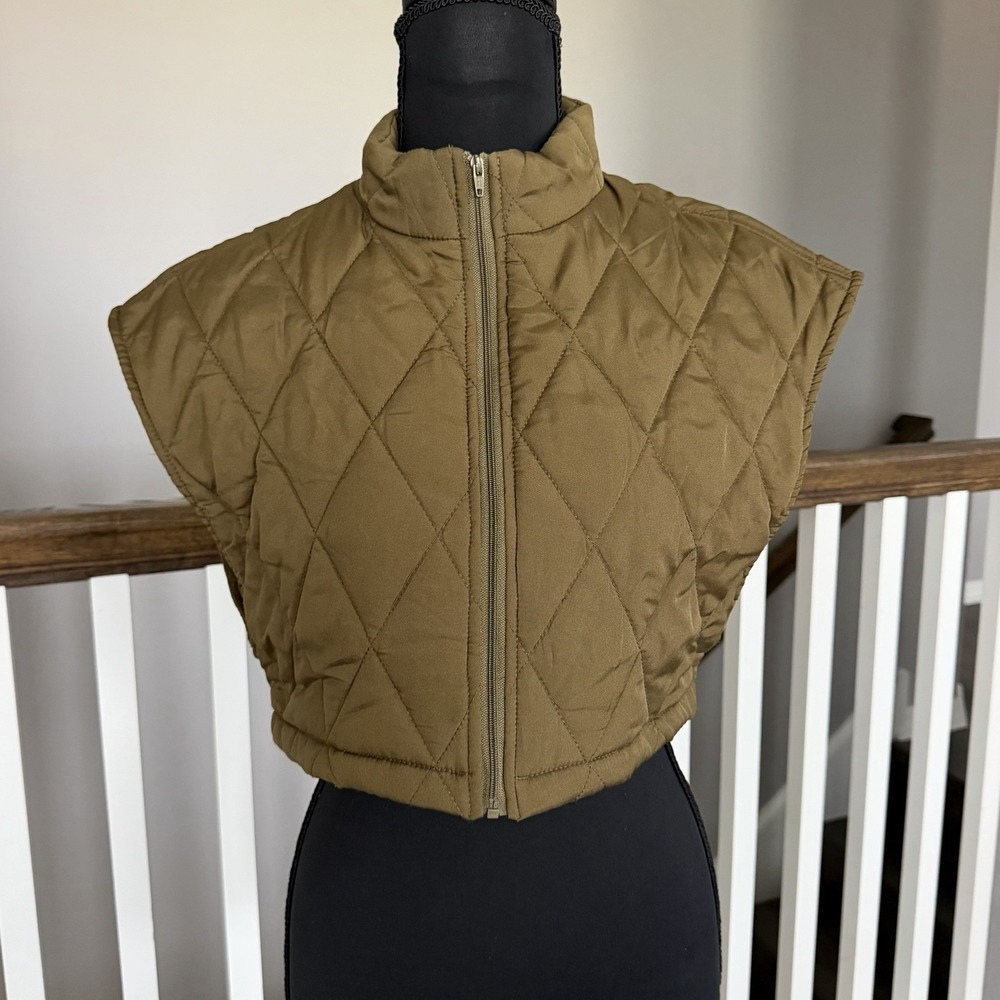 Anthropologie Hutch Linden Puffer Quilted Boxy Cropped Zip Vest XS Minimalist